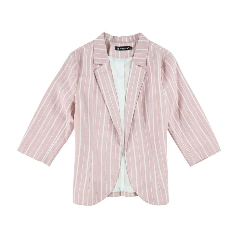 Allegra K Womens Striped Blazer Jacket, Pink, L, DM